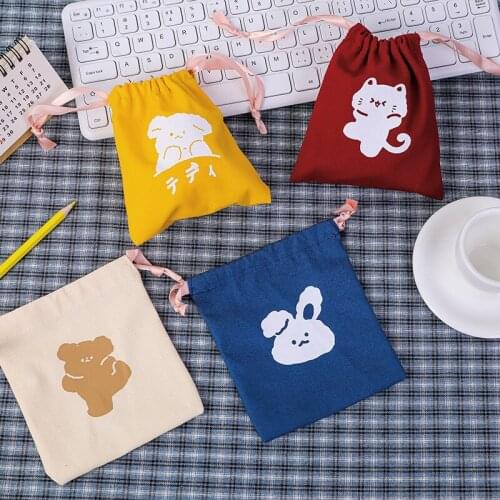 Cute Travel Cosmetic Bag Canvas Small Makeup Case Women Sanitary Pad Pouch Coin Toiletry Beauty Jewelry Storage Bags Teen Girls