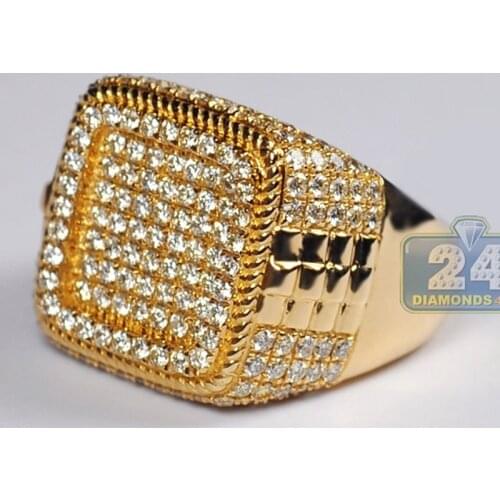 Milangirl Domineering Mens Square Micro Pave CZ Stone Ring Hip Hop Big Metal Rhinestone Wedding Rings Man Rings