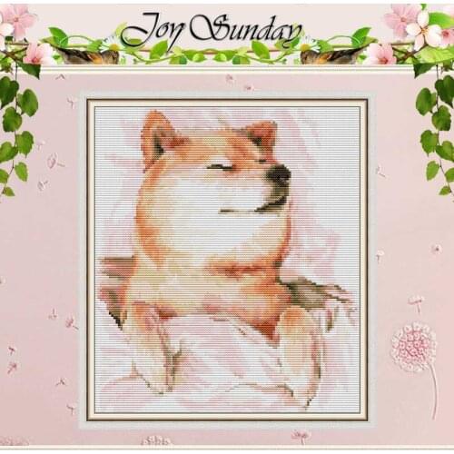 Shiba Inu in a nap Counted Cross Stitch 11CT 14CT Cross Stitch Set Wholesale Chinese Cross-stitch Kit Embroidery Needlework