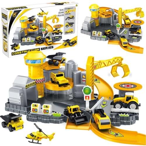 3D Car Railway Car Play Set Garage Car Construction Site Parking DIY Model Building Kits Assembly Children Kids birthday gift