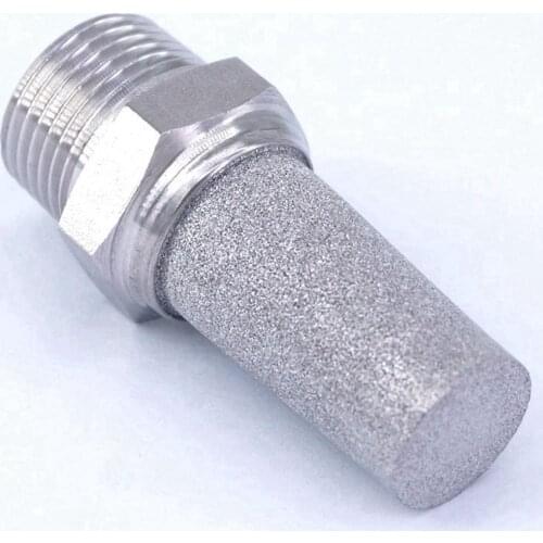 3/8"BSP Male Thread 304 Stainless Steel Tall Cylinder Pneumatic Silencer Muffler Connector Anticorrosion Antioxidation