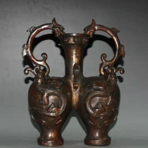 Very rare Ming Dynasty copper dragon vase