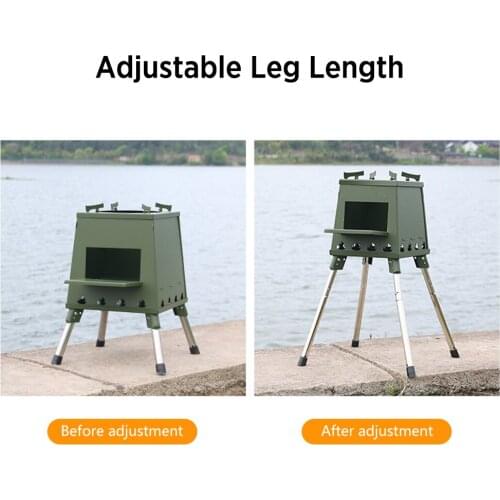 Outdoor Cooking Stove Folding Camp Stove Portable Wood Burning Stove with Retractable Legs for Camping Hiking Backpacking