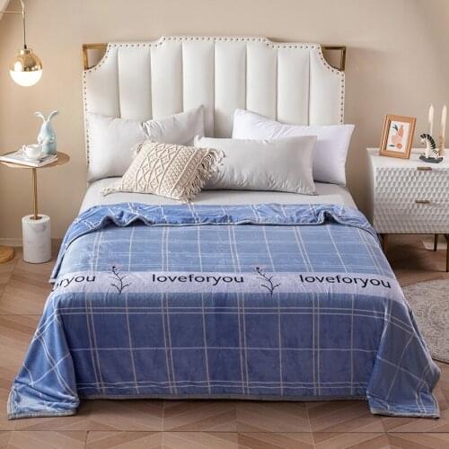 Grid Soft Warm Coral Fleece Blanket Winter Sheet Bedspread Sofa Plaid Throw Light Thin Mechanical Wash Flannel Blankets SSXYH