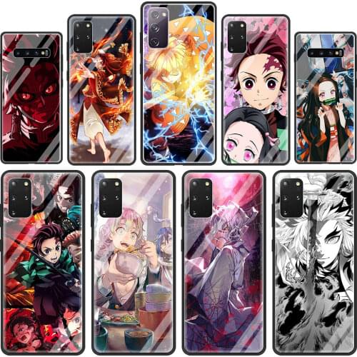 Kimetsu No Yaiba Demon Slayer Anime Glass Phone Case for Samsung Galaxy S21 S20 FE S10 Note 10 20 Ultra 5G 9 S9 Plus S10e Cover