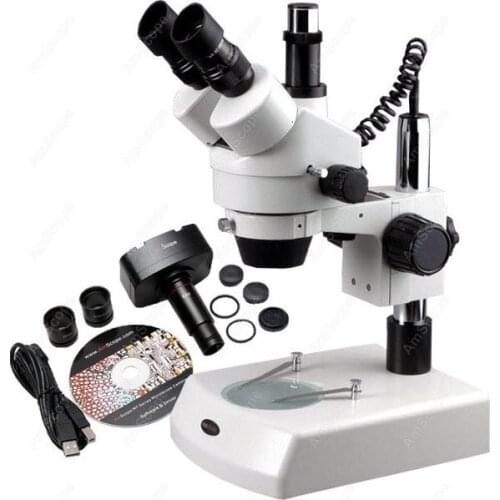Trinocular Microscope--AmScope Supplies 3.5x-90x Trinocular Zoom Microscope Dual Halogen + Camera
