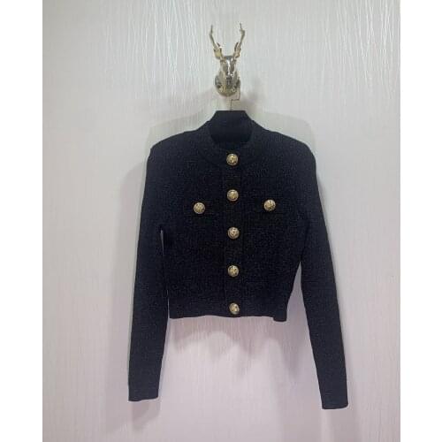 High 2021SS Spring Quality Women Bling Knitted Cardigan Female Luxury Fashion Sweater Coat 3 Color Ddxgz2 2.04