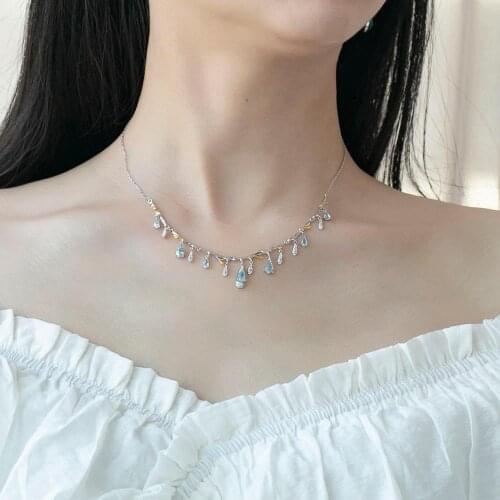 GEMS BALLET Natural Sky Blue Topaz Gemstone Necklace 925 Sterling Silver Handmade Flower Bud Necklace For Women Wedding Jewelry