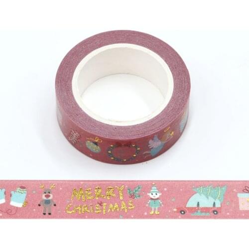 1 pc 15mm*10m Foil Mery Christmas Snowman Decorative Washi Tape DIY Scrapbooking Masking Tape School Office Supply