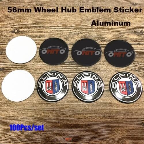 100PCS Car Logo Wheel Sticker Covers Aluminum Auto Decal Label 56mm 2.2" For Alpina E60 E90 F10 F30 F15 E91 E92 E93 F02 E63 E64