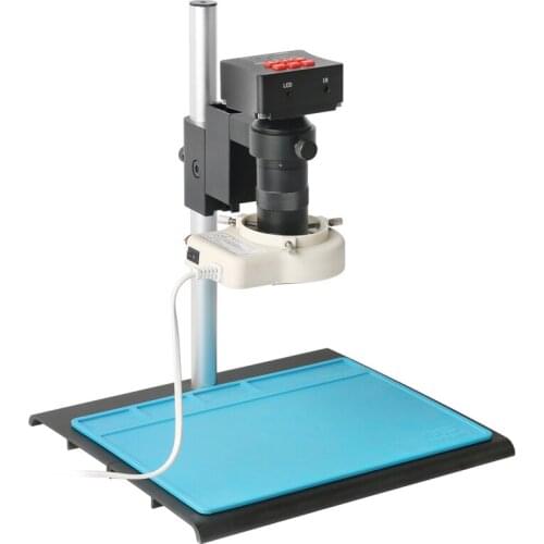 1080P 48MP HDMI USB Industrial Electronic Digital Video Microscope Camera Zoom C Mount Lens 144 LED Ring Light For PCB Soldering