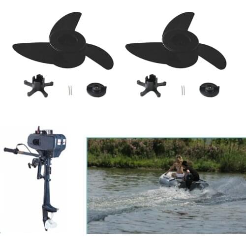 2Pcs Professional Marine Boat Motor Propeller, 2-Bladed Propeller Kit (Black, 23.5cm/9.25'') - Durable & Easy Installation