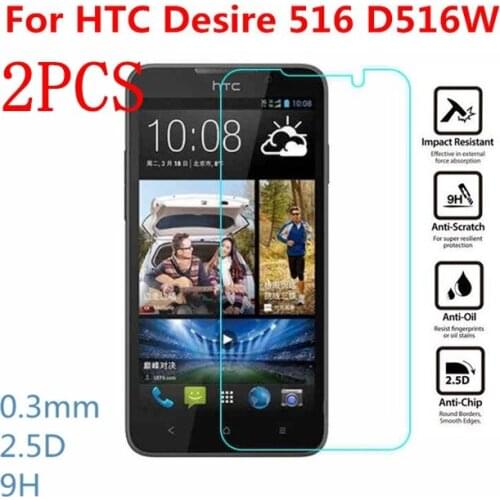 2PCS Tempered Glass For HTC Desire 516 Screen Protector protective film For HTC D516W Glass