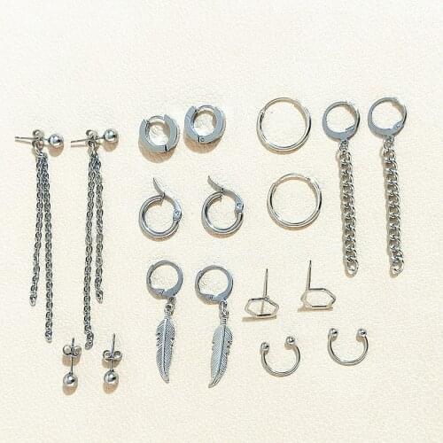 2019 Fashion 18 pcs/set Women Square BTSARMY Stud Earrings for Women and men Piercing Simulated Korea kpop Punk Tassel Earrings