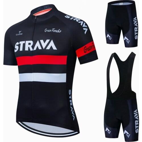 2020 STRAVA Pro Team summer cycling Jersey set Bicycle Clothing Breathable Men Short Sleeve shirt Bike bib shorts 9D Gel pad