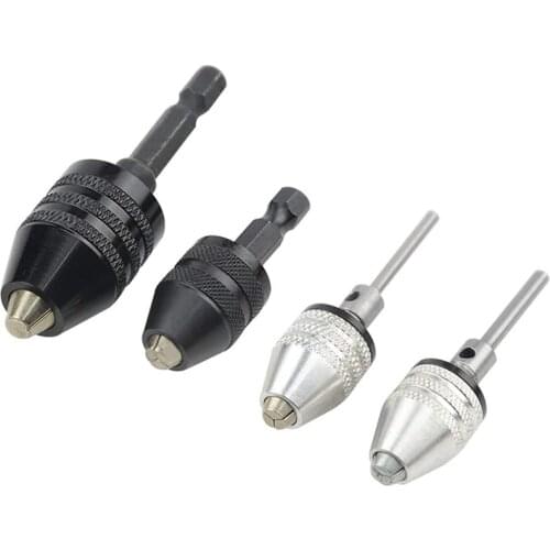 4PCS Drill Chuck Quick Change Adapter Mini 3-Jaw Drill Chuck Screwdriver Adapter Electric Drill Conversion Chuck Set