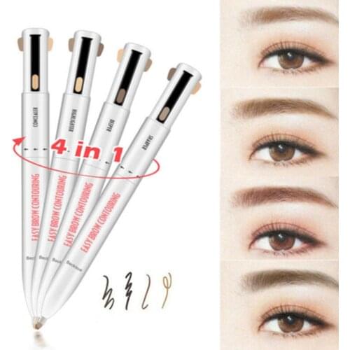 4-In-1 Four-claw Eye Brow Pen Contour Defining Highlighting Eyeliner Eyebrow Pen Waterproof Natural Eyebrow Pen Brush Cosmetics