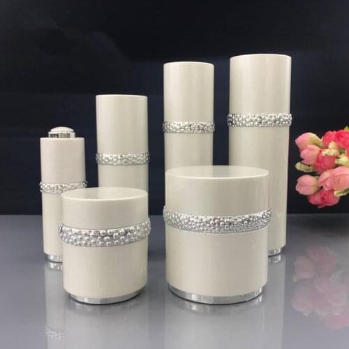5pcs/10pcs High-grade Acrylic white Cream Cosmetic Jar Pot Essence Lotion Set Bottle DIY Refillable Container Travel Set