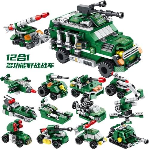 573Pcs Educational Building Blocks Toys For Kids Boys DIY Birthday Present 633020 2Changes 12 IN 1 Engineering Chariot Model