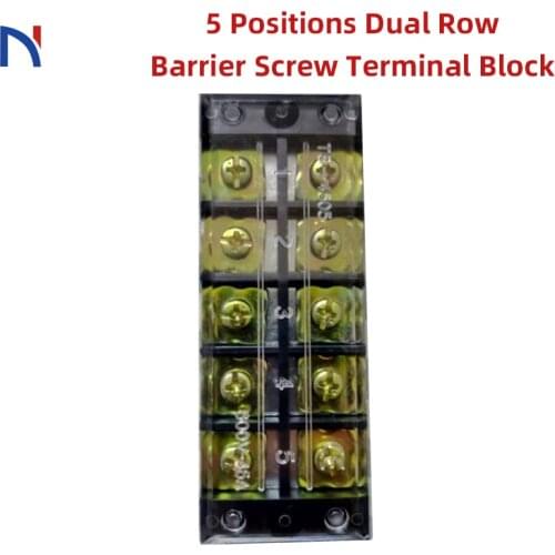 600V 15A 25A 45A 5 Positions Dual Row Barrier Screw Terminal Block Wire Connector