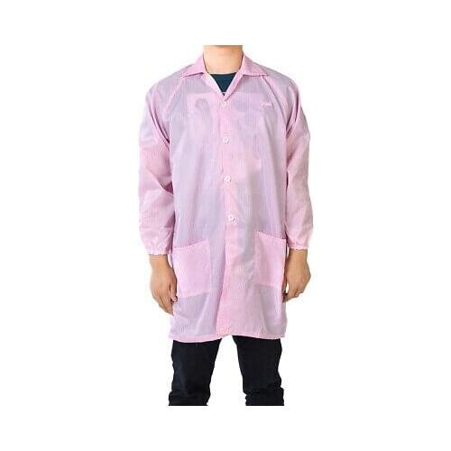 Anti Static Overalls Unisex ESD Lab Coat Button Up XXL Pink
