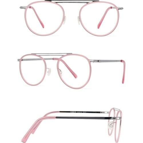 Belight Optical Men Women Double Bridge Acetate Round Shape Prescription Eyeglasses Spectacle Frame Eyewear T19028-M