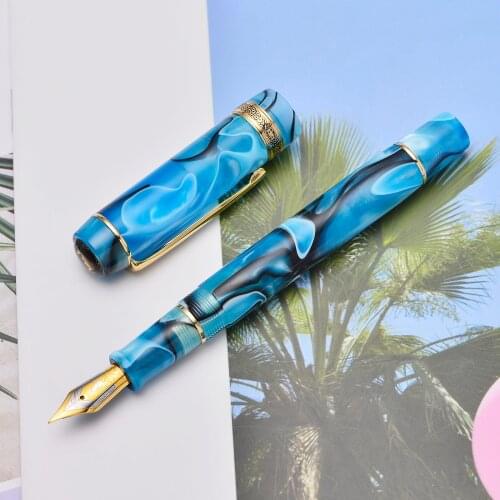 Kaigelu 316A Celluloid Fountain Pen, Beautiful Blue-Black Iridium EF/F/M Nib Writing Ink Pen Office Business School Gift Pen