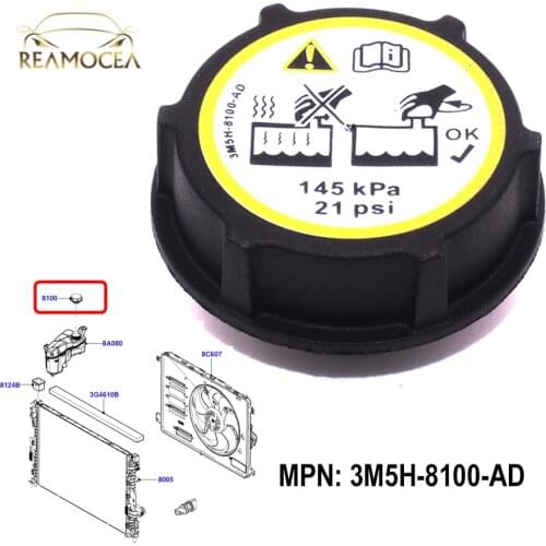 Reamocea 1Pc Black Expansion Water Tank Radiator Cap 3M5H-8100-AD Fit For Ford Focus Fiesta C-max Mondeo Transit