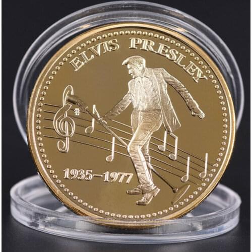 Elvis Presley 1935-1977 The King of N Rock Roll Gold Art Commemorative Coin Gift