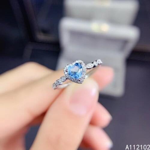 KJJEAXCMY fine jewelry S925 sterling silver inlaid natural blue topaz girl new elegant ring support test Chinese style with box