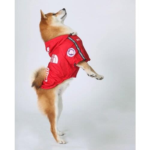 Pet Dog red Waterproof Raincoat Jumpsuit Reflective Rain Coat Sunscreen Dog Outdoor Clothes Jacket for Small Dog Pet Supplies