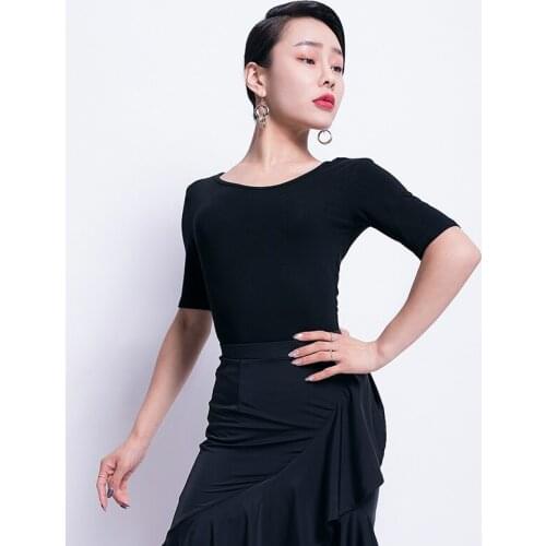 LatinTop Girl Summer Dance Clothes Women Samba Costume Latin Performance Outfit Women Latin Dance Ballroom Top Black L1029