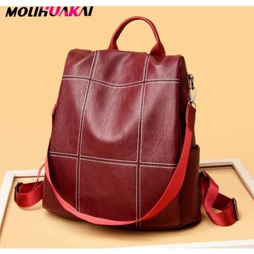 Multi-Function Women Backpack High Quality Leather Backpacks For Teenage Girls School Shoulder Bags Large Capacity Backpack