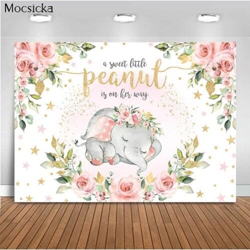 Mocsicka Baby Shower Background Cute Elephant Decoration Style Newborn Baby Photo Background Photography Studio