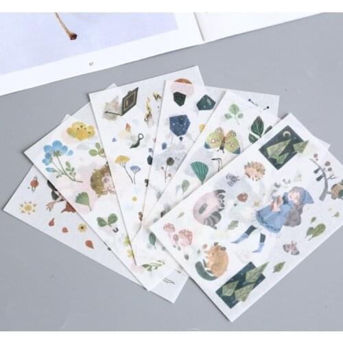 6 Sheets/Set Cute Forest Girl Decoration Scrapbooking Stickers Transparent PVC Stationery Diary Stickers