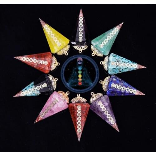 Natural Healing Crystal Quartz Orgonite Pendulum Pendant Hexagon Orgone Energy Reiki Stone Pendant