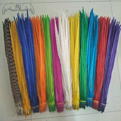 Wholesale 100pcs 20-22inch Bleached Dye Ringneck Pheasant Feather Decoration Feather For Carnival Party Shamba Dancer DIY Crafts