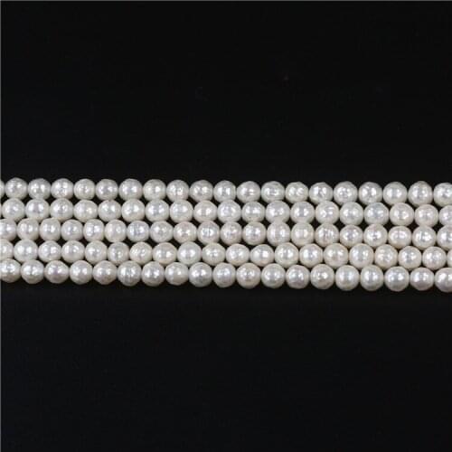 Wholesale 6mm natural white mother of round faceted pearl string