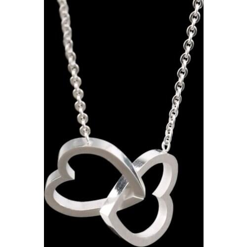 Hollow Double Heart Choker Pendant Stainless Steel Necklace For Women Man Rose Gold Necklace Engagement Jewelry