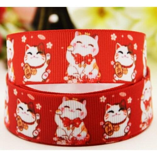 22mm 25mm 38mm 75mm Plutus cat Cartoon printed Grosgrain Ribbon party decoration 10 Yards X-03800