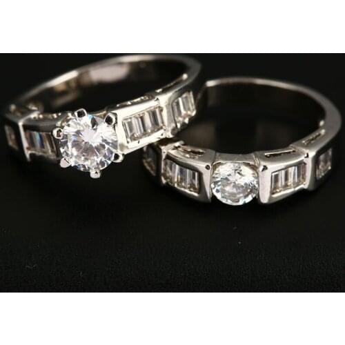 Kfvanfi luxury rhodium color round white cubic zircon women rings unique design engagement wedding white gold rings for women