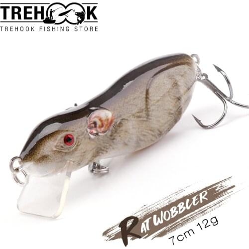 TREHOOK 7cm 12g RAT Black Minnow Fishing Lure Hard Swimbait Crankbait Sinking Wobblers Artificial Bait Pike Fishing Tackle Lures