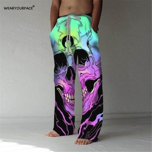 Skull Face 3D All Over Print Full Length Wide Leg Pants Hipster Fashion Streetwear Oversize Sweatpants Men Unisex Clothing
