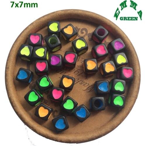 Heart Bead Acrylic Letter Beads for Jewelry Making 100pcs 7mm Women Diy Material Loose Spacer Colorful Alphabet Beads