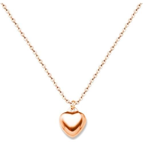 Hot Sale Heart Pendant Rose Gold Color Stainless Steel Necklace