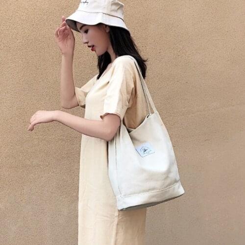 Bucket Bag Womens 2020 White Canvas Bag Womens One Shoulder Fashion Womens Canvas Bag Fashion Art One Shoulder Tote