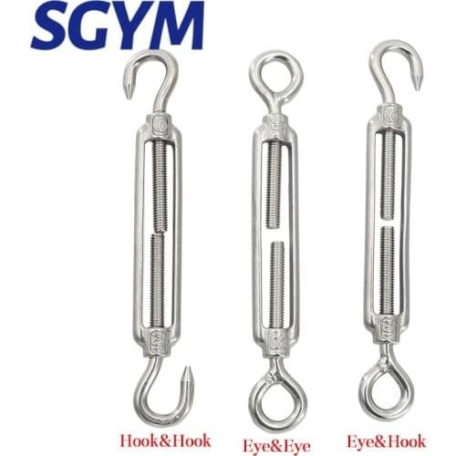 1Pcs M4 M5 M6 M8 M10 Stainless Steel 304 Adjust Chain Rigging Hooks & Eye Turnbuckle Wire Rope Tension Device Line Oc Oo Cc Type