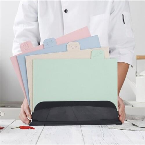 4pcs Wheat Straw Cutting Board Set Korean Environmental Protection Blue PP Plastic Cooking Tools Household Kitchen Supplies