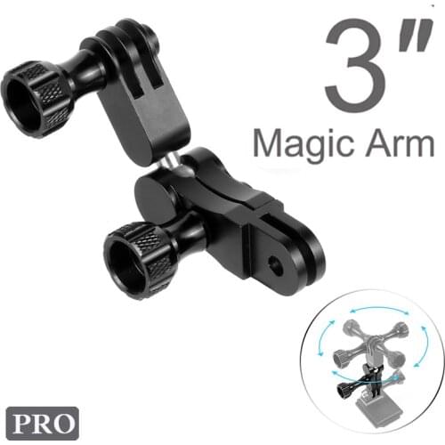 360 Rotation CNC Aluminum Magic Arm Mount Adapters Helmet for GoPro Hero 9 8 7 6 5 4 Yi 4K Go Pro DJI Action Camera Accessories
