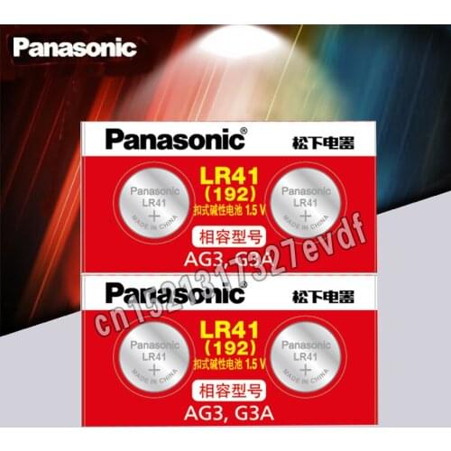 4pcs LR41 Button Cell Batteries Panasonic 100% Original SR41 AG3 G3A L736 192 392A Zn/MnO2 1.5V Lithium Coin Batteries